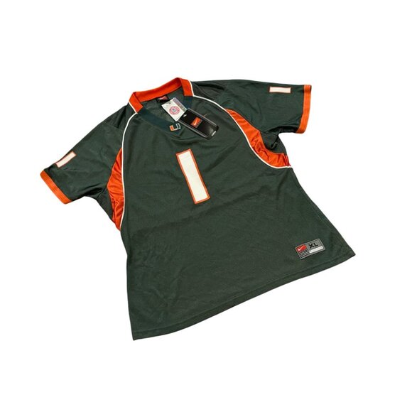Nike Team Miami Hurricanes #1 NCAA Football Jersey Green Youth XL NWT - Picture 3 of 8